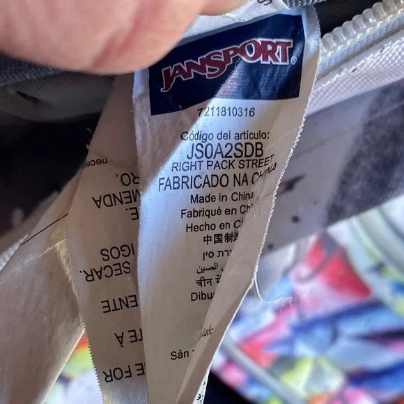 JanSport Big Student Art aPrint Backpack leather bottom. Large pockets - Picture 8 of 10